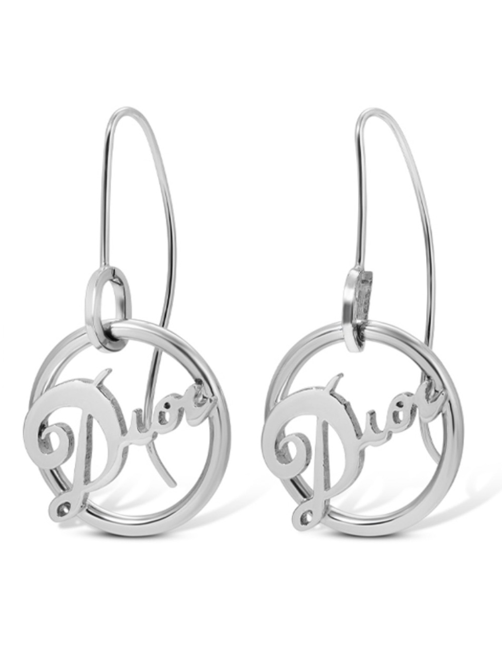 Vintage Christian Dior by John Galliano Silver Cursive Logo Earrings